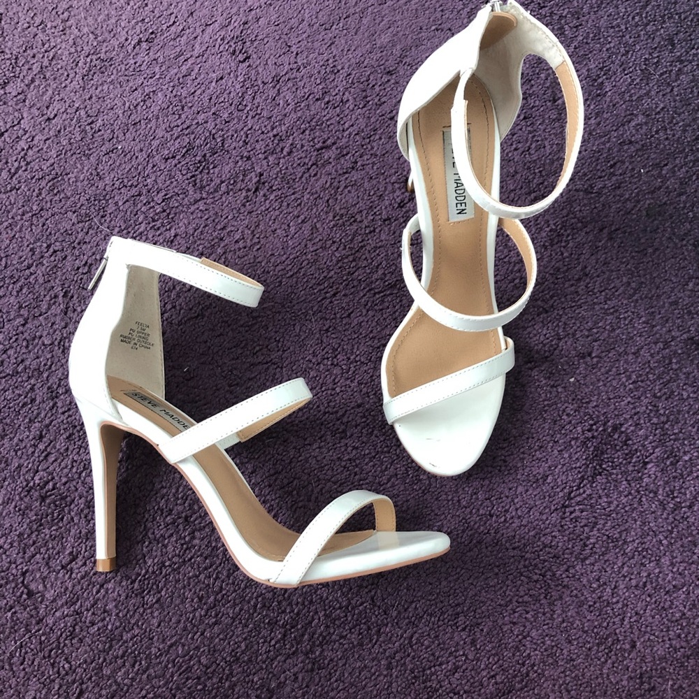 Steve Madden strappy white heels